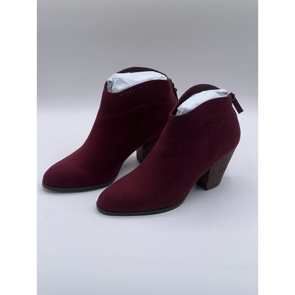 Violet & Red Womens Sz 8.5 Jackson Lazer Cut Topline Bootie Burgundy NEW - Picture 5 of 11